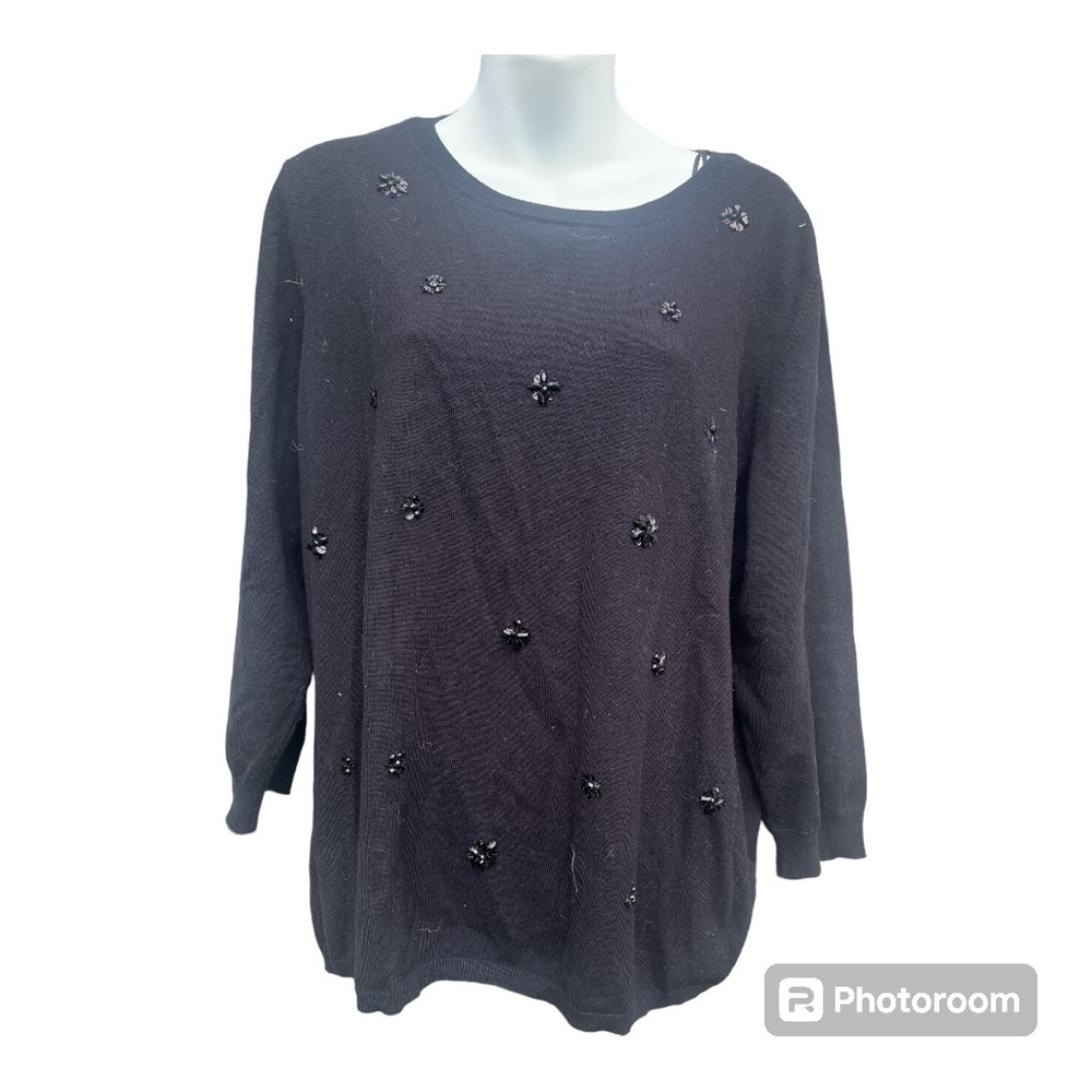 Ruby Rd. sweater Black with embellishments. Size 1X